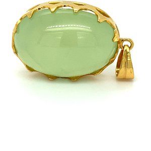 Prehnite 51.89ct Solid 18K Yellow Gold Pendant
